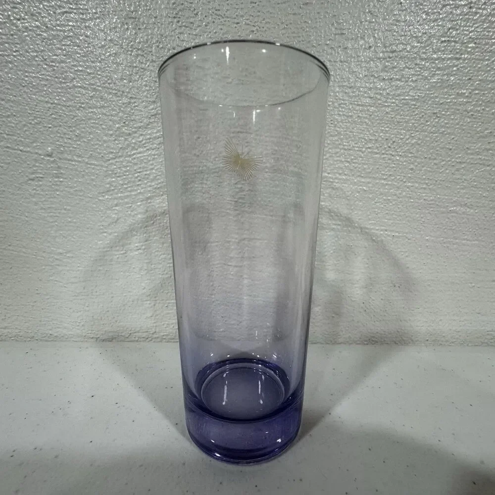 Avon Vintage Blue Purple Ombré Highball Glass with Gold Butterfly (6